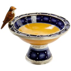 Ceramic and White Metal 
Alpaca
 Bowl with Bird Centrepiece