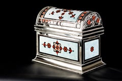 Ceramic and White Metal 'Alpaca' Chest