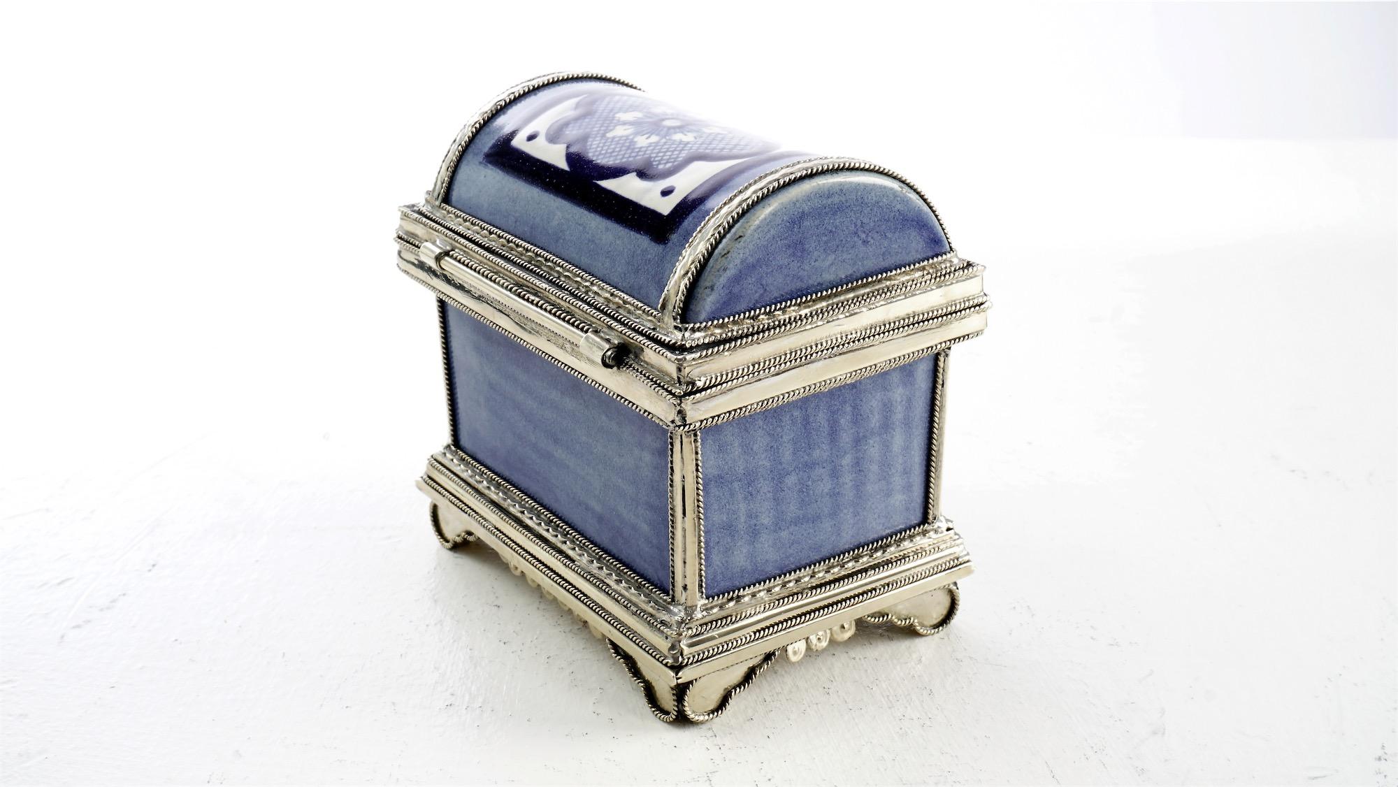 Hand-Crafted Ceramic and White Metal 'Alpaca' Chest