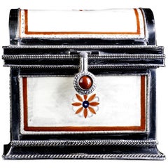 Ceramic and White Metal 
Alpaca
 Chest