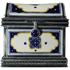 Ceramic and White Metal 
Alpaca
 Chest