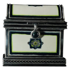 Ceramic and White Metal 
Alpaca
 Chest