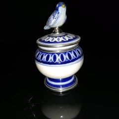 Ceramic and White Metal 'Alpaca' Compote Bird Centrepiece