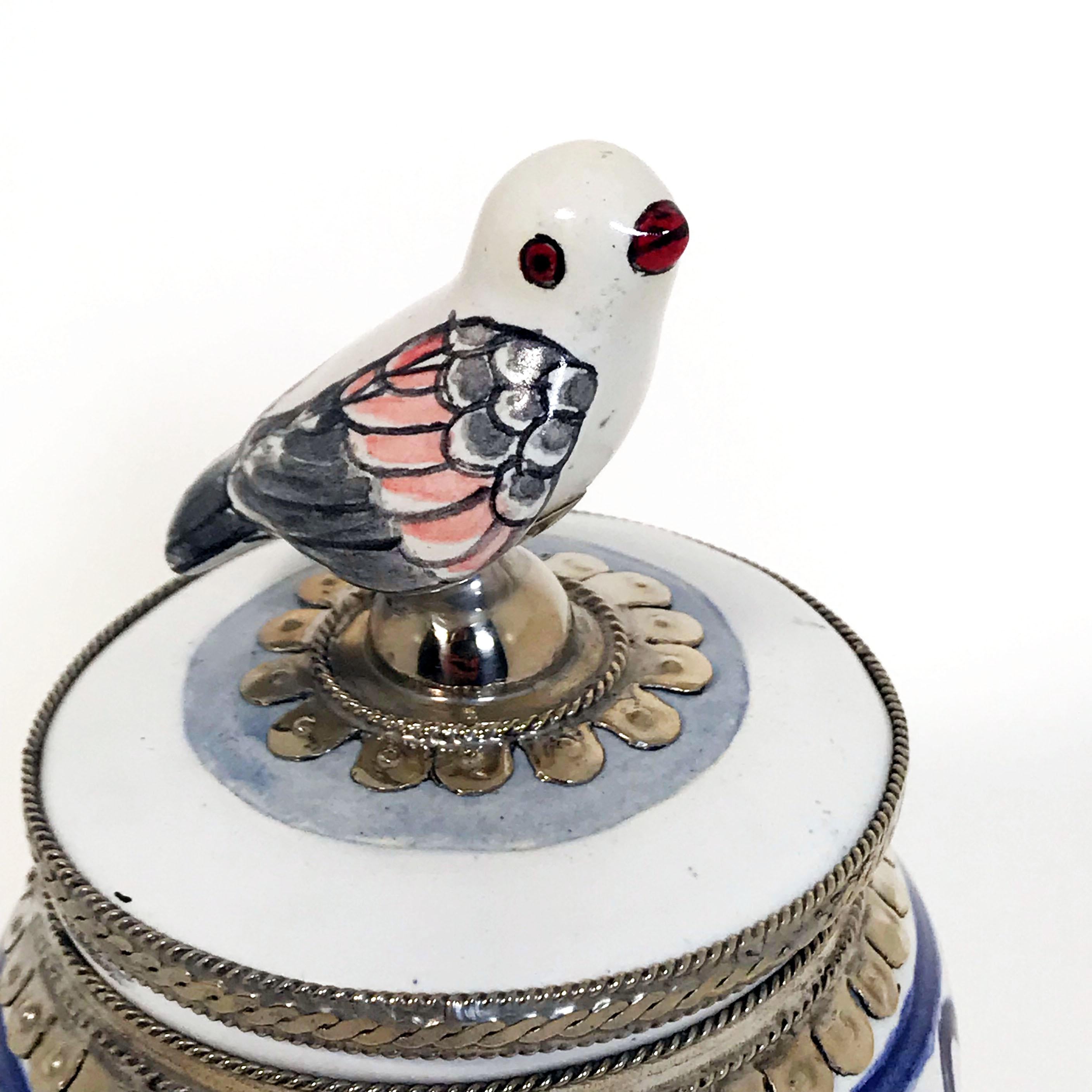 Other Ceramic and White Metal 'Alpaca' Compote Bird Centrepiece