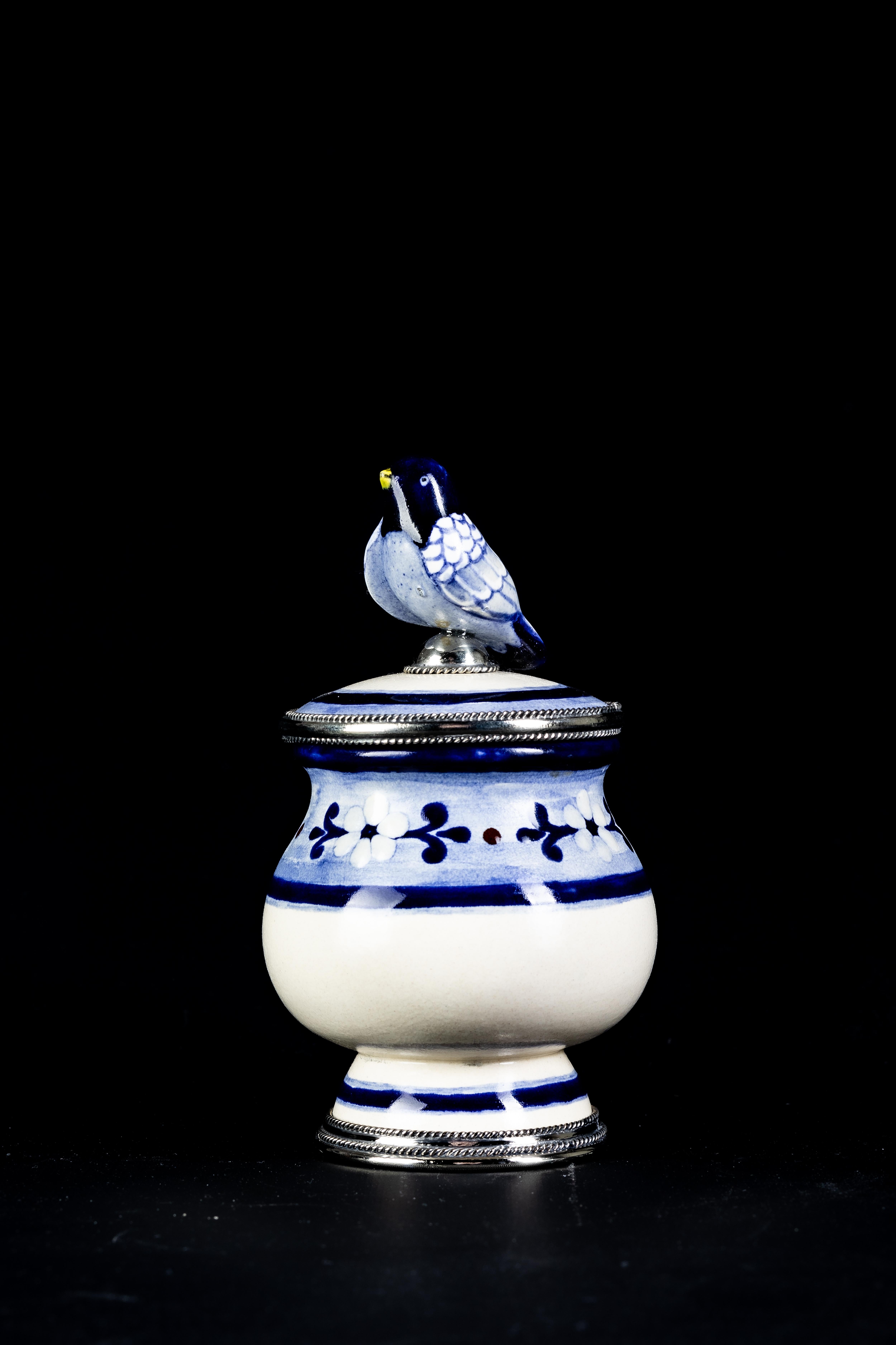 Other Ceramic and White Metal 'Alpaca' Compote Bird Centrepiece