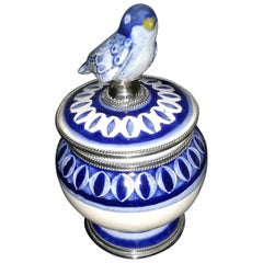 Ceramic and White Metal 
Alpaca
 Compote Bird Centrepiece