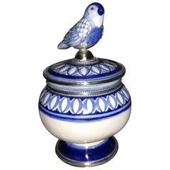 Ceramic and White Metal 
Alpaca
 Compote Bird Centrepiece