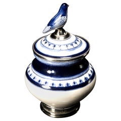 Ceramic and White Metal 'Alpaca' Compote Bird Centrepiece