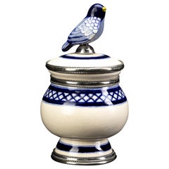 Ceramic and White Metal 'Alpaca' Compote Bird Centrepiece
