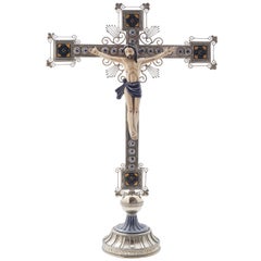 Ceramic and White Metal 'Alpaca' Crucifix