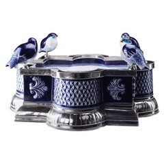 Ceramic and White Metal 
Alpaca
 Four Birds Centrepiece