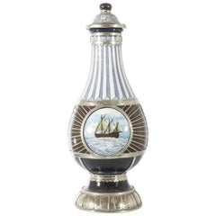 Ceramic and White Metal 
Alpaca
 Galleon Jar