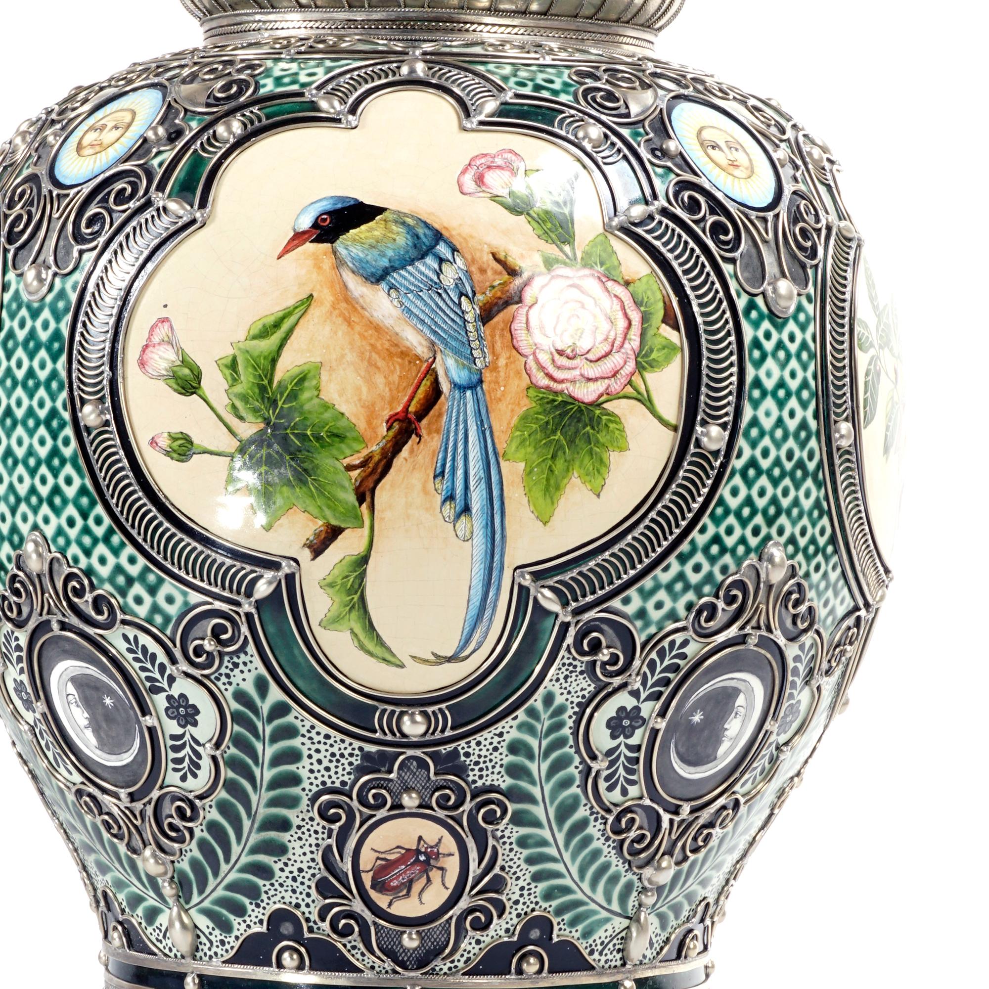 Ceramic and White Metal 'Alpaca' Jar , One of a Kind 3