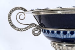 Ceramic and White Metal 'Alpaca' Jar with Hand Painted Motives