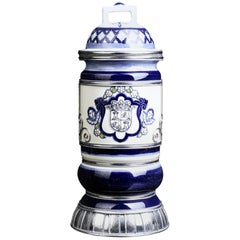 Ceramic and White Metal 
Alpaca
 Jar with Hand Painted Motives