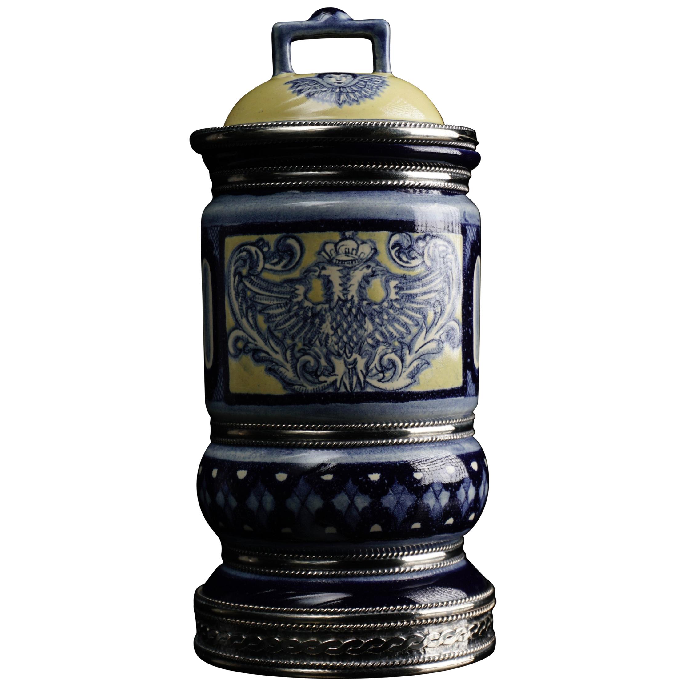 Unique Set of 3 Very Colorful Hand Painted Ceramic Vases with Floral