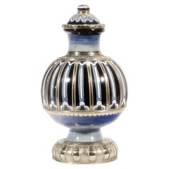 Ceramic and White Metal 
Alpaca
 Jar with Hand Painted Motives