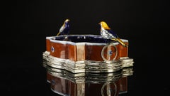 Ceramic and White Metal 'Alpaca' Two Birds Centerpiece