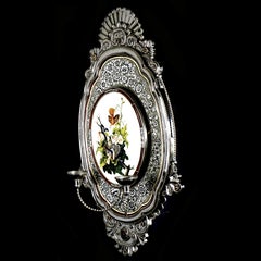 Ceramic and White Metal, Handmade, Wall Barquet