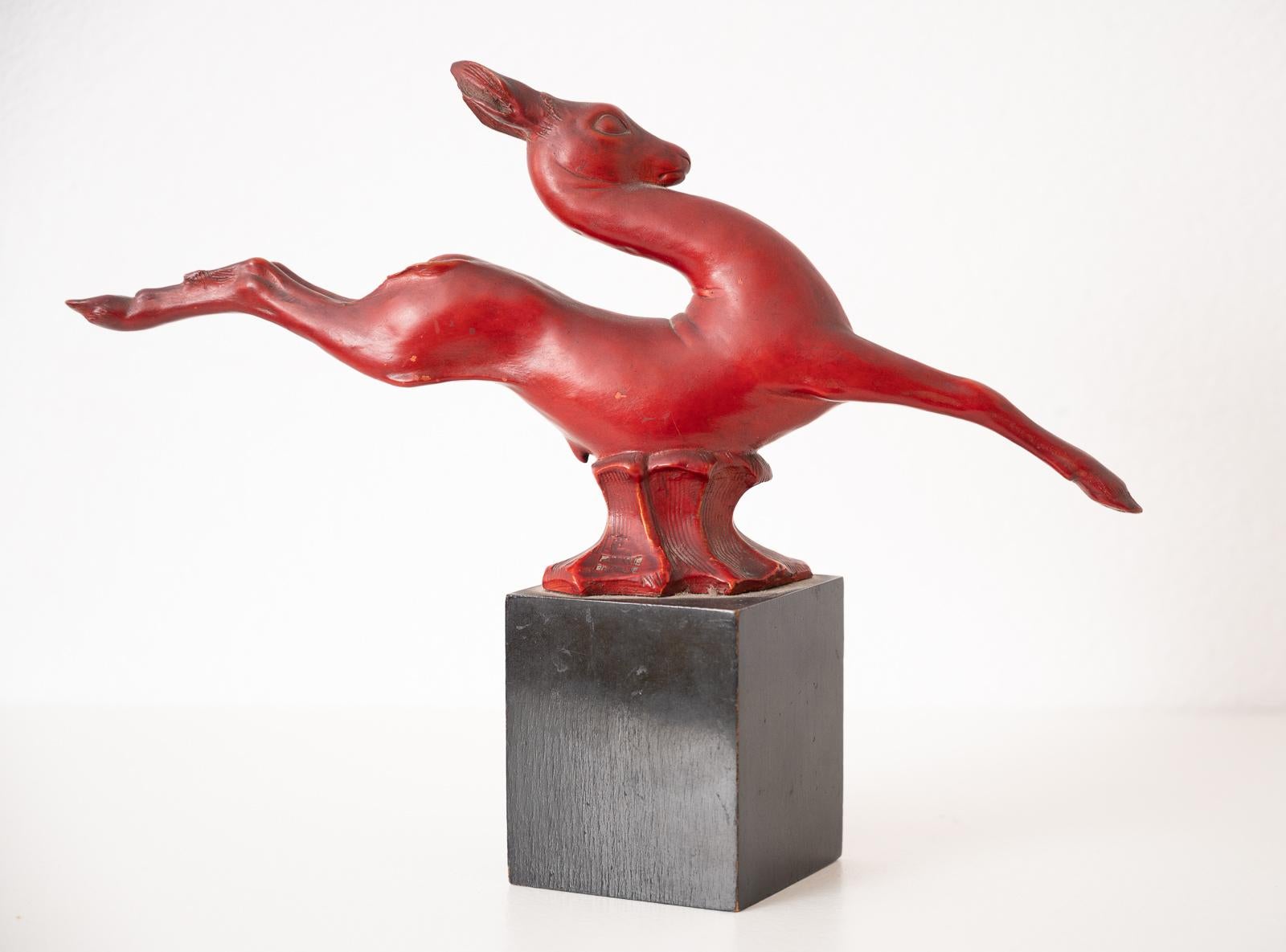 Italian Ceramic and Wood Antelope by Guido Cacciapuoti For Sale