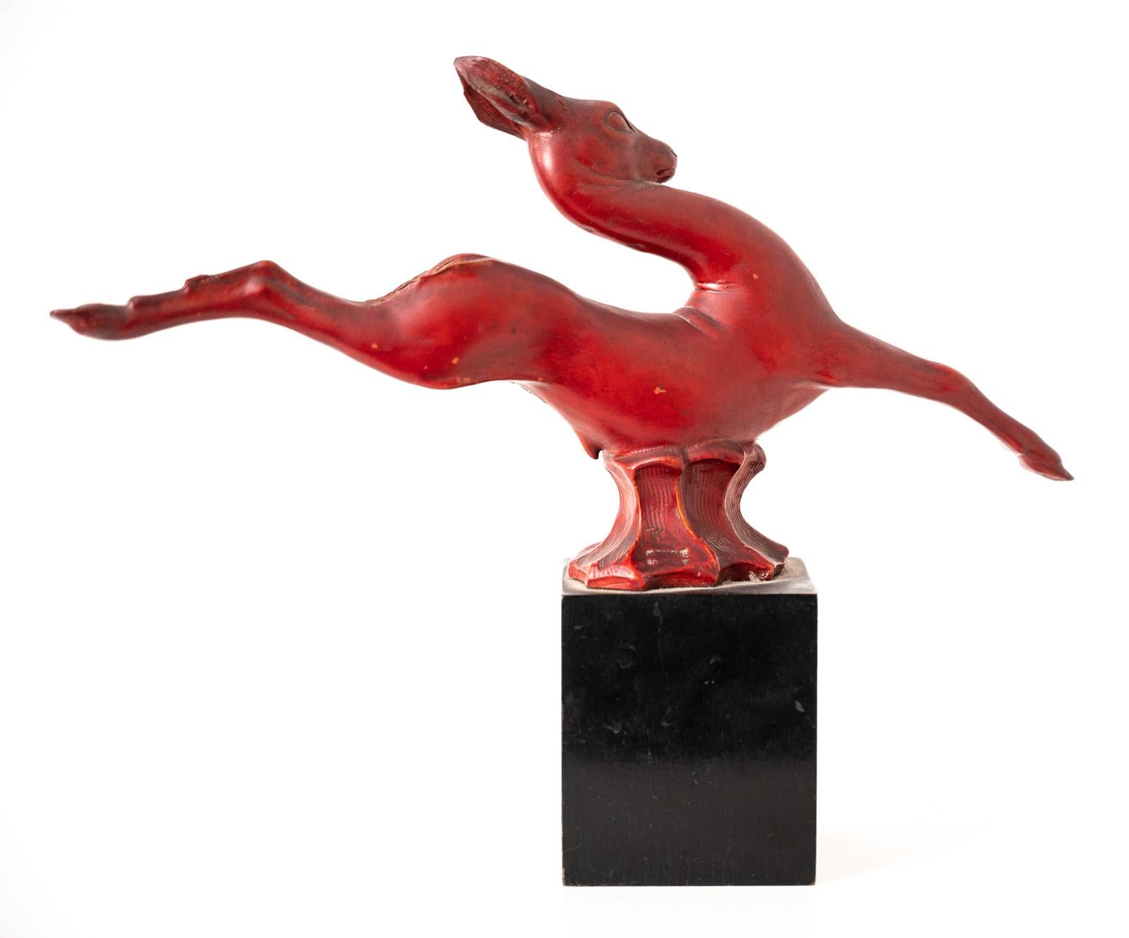 Ceramic and Wood Antelope by Guido Cacciapuoti In Good Condition For Sale In Henley-on Thames, Oxfordshire