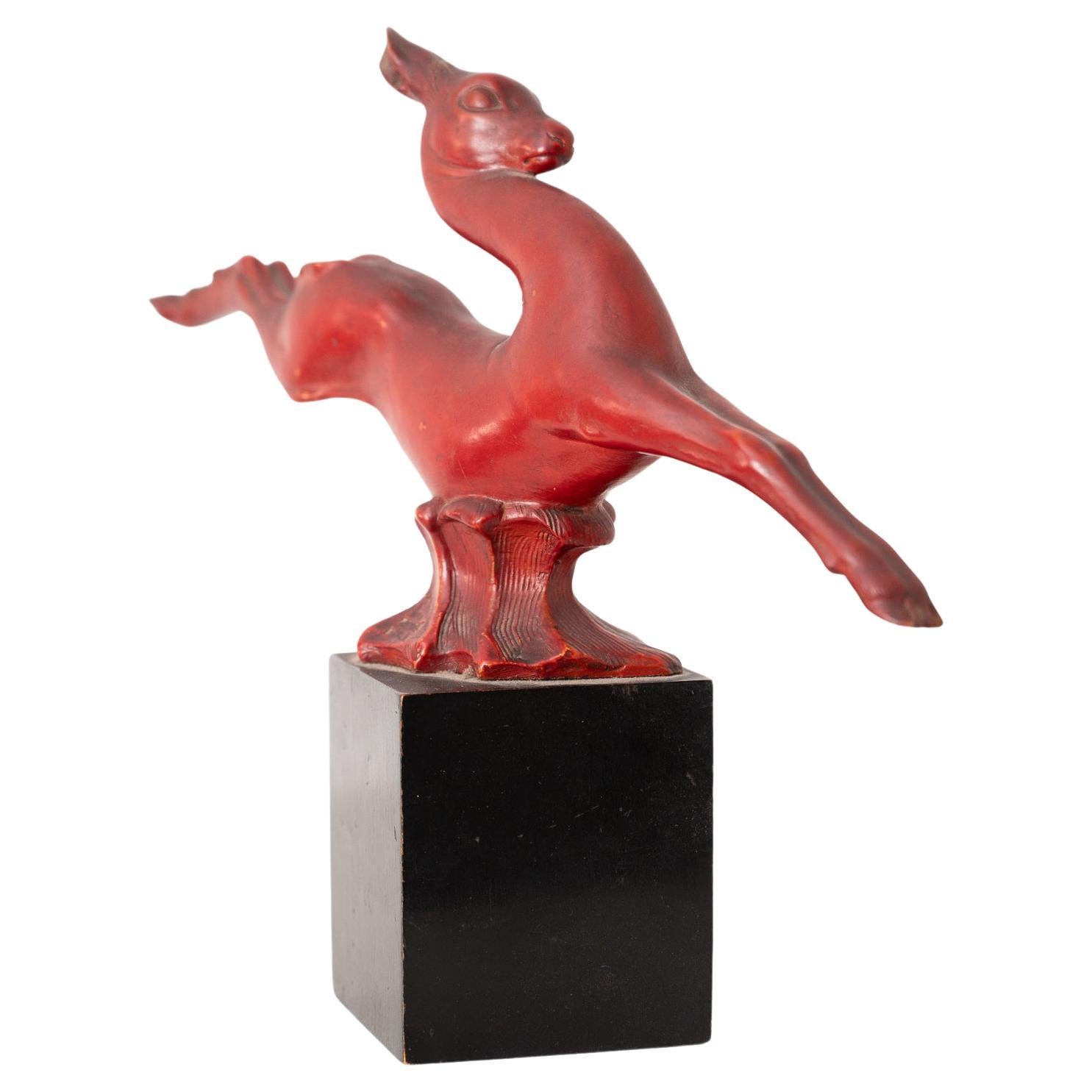 Ceramic and Wood Antelope by Guido Cacciapuoti For Sale