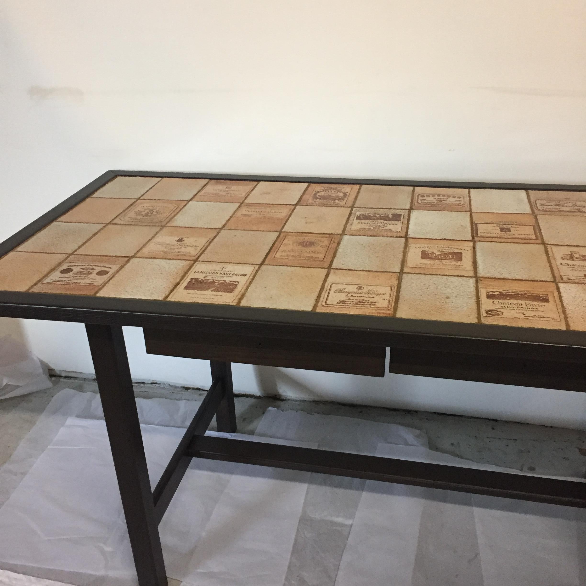 Roger Capron Ceramic and Wood Dining Table Signed on a Tile For Sale 6