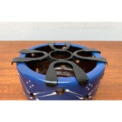 Ceramic and Wrought Iron Studio Pottery Tea Warmer, 1960s