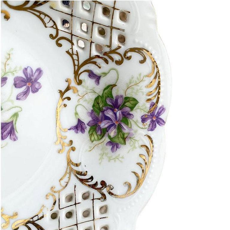 Keramik Ardalt Drei Grazien Handbemalte lila Kompottschale oder Bonbonschale (Japanisch) im Angebot
