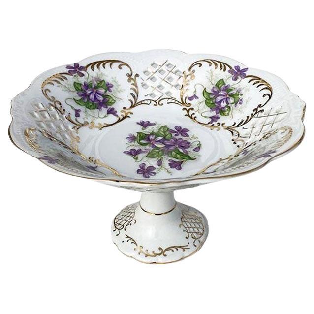 Ceramic Ardalt Three Graces Hand Painted Purple Compote or Candy Dish For Sale
