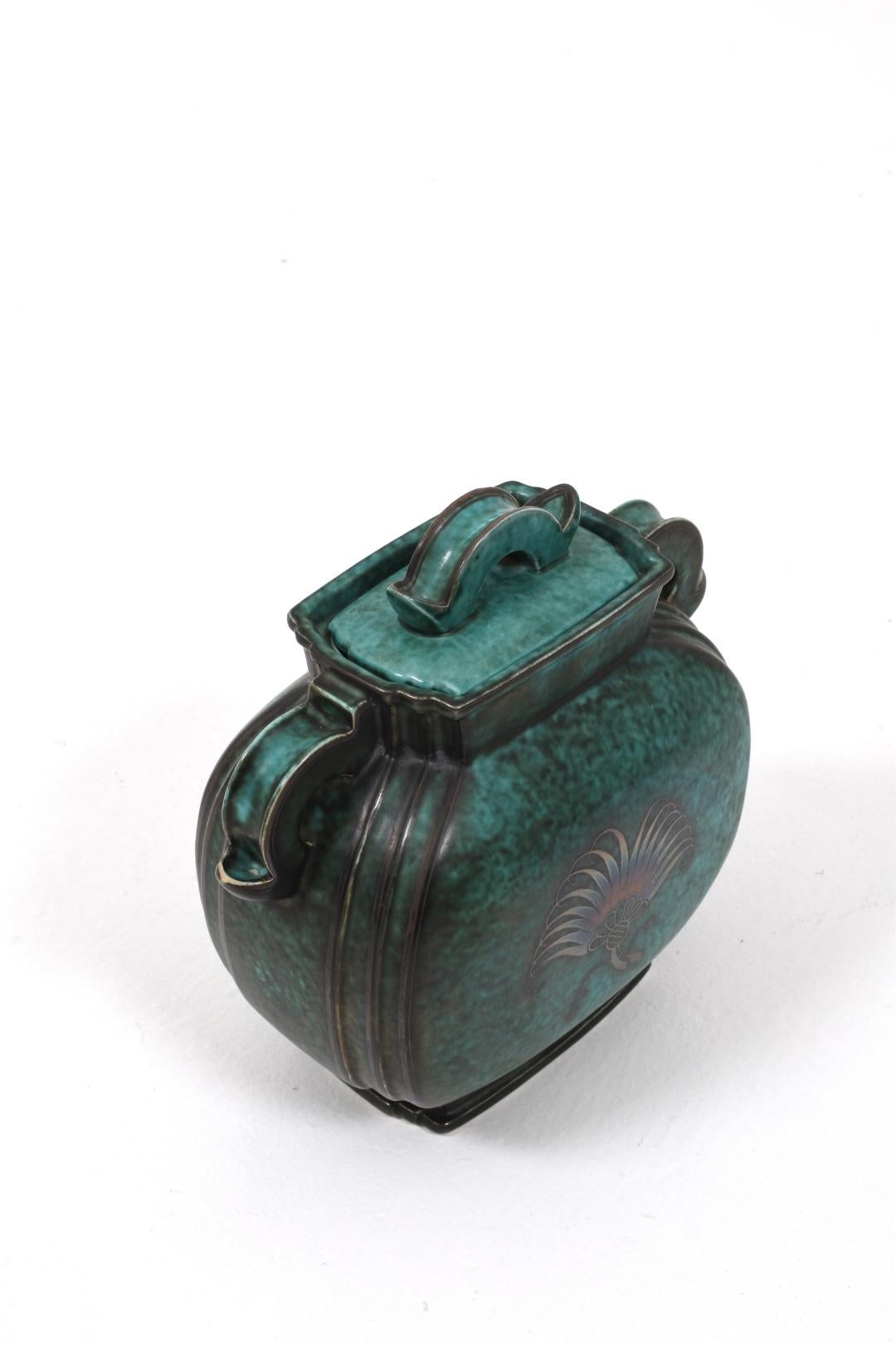 Scandinavian Modern Ceramic Argenta urn by Wilhelm Kage for Gustavsberg, 1940s For Sale