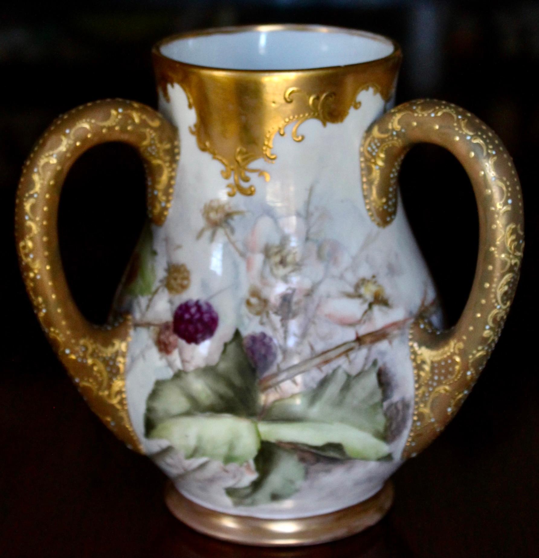 Belle Époque Ceramic Art Company ( C.A.C.)  American Belleck Painted Porcelain Vase For Sale