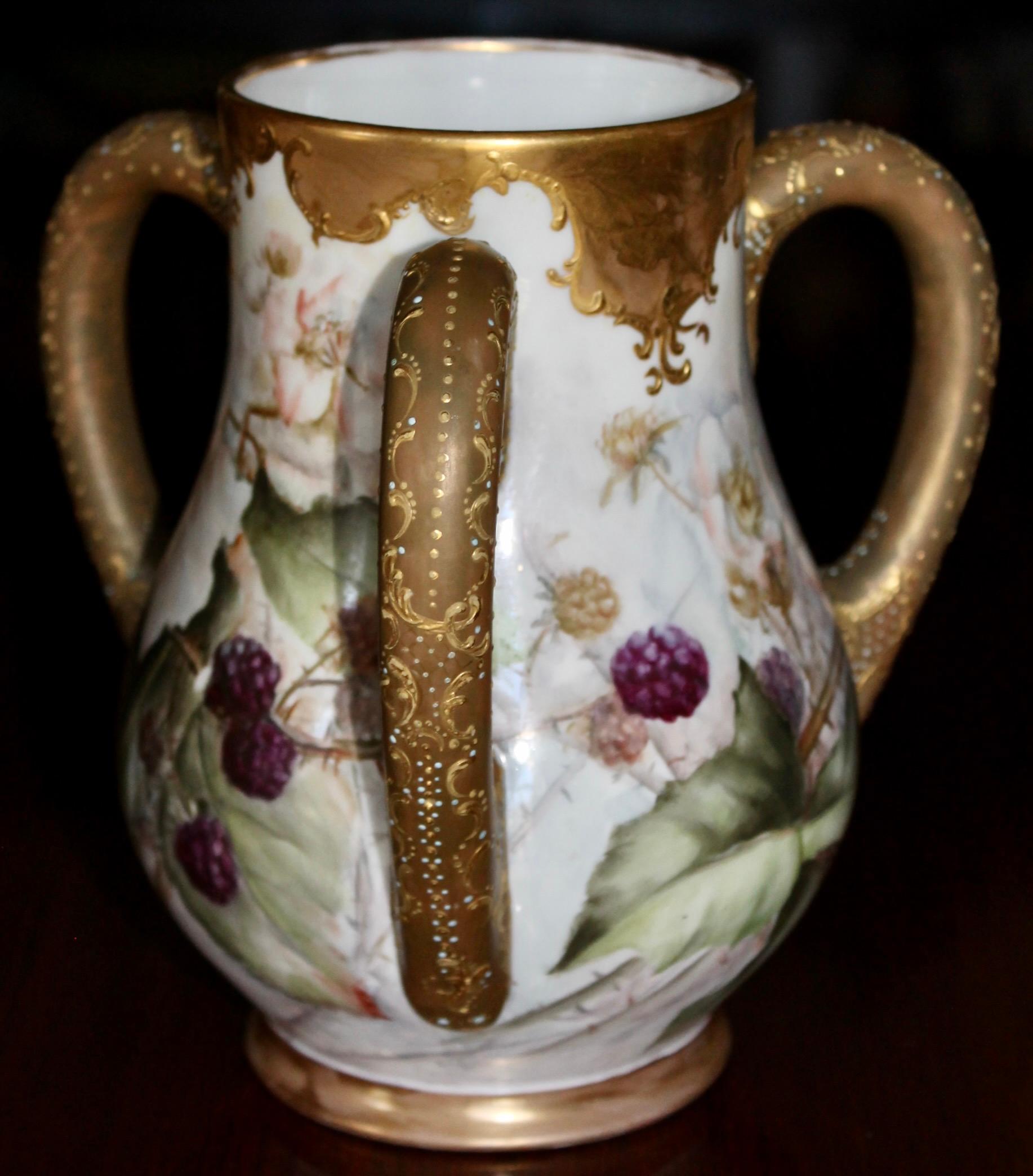 Hand-Painted Ceramic Art Company ( C.A.C.)  American Belleck Painted Porcelain Vase For Sale