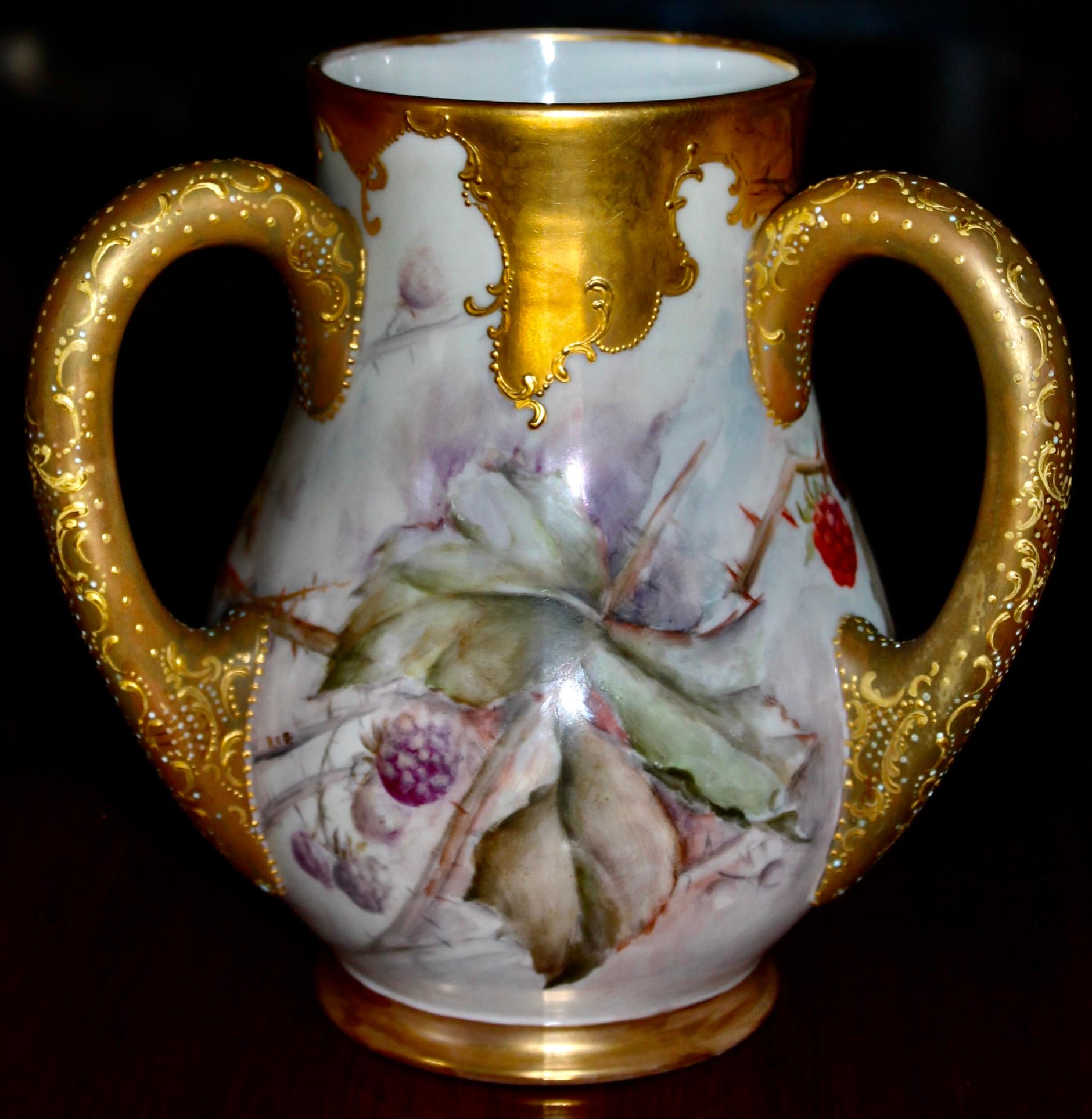 Keramik-Kunstunternehmen (C.A.C.)  Amerikanische Belleck-Porzellanvase, bemalt, Belleck (Spätes 19. Jahrhundert) im Angebot