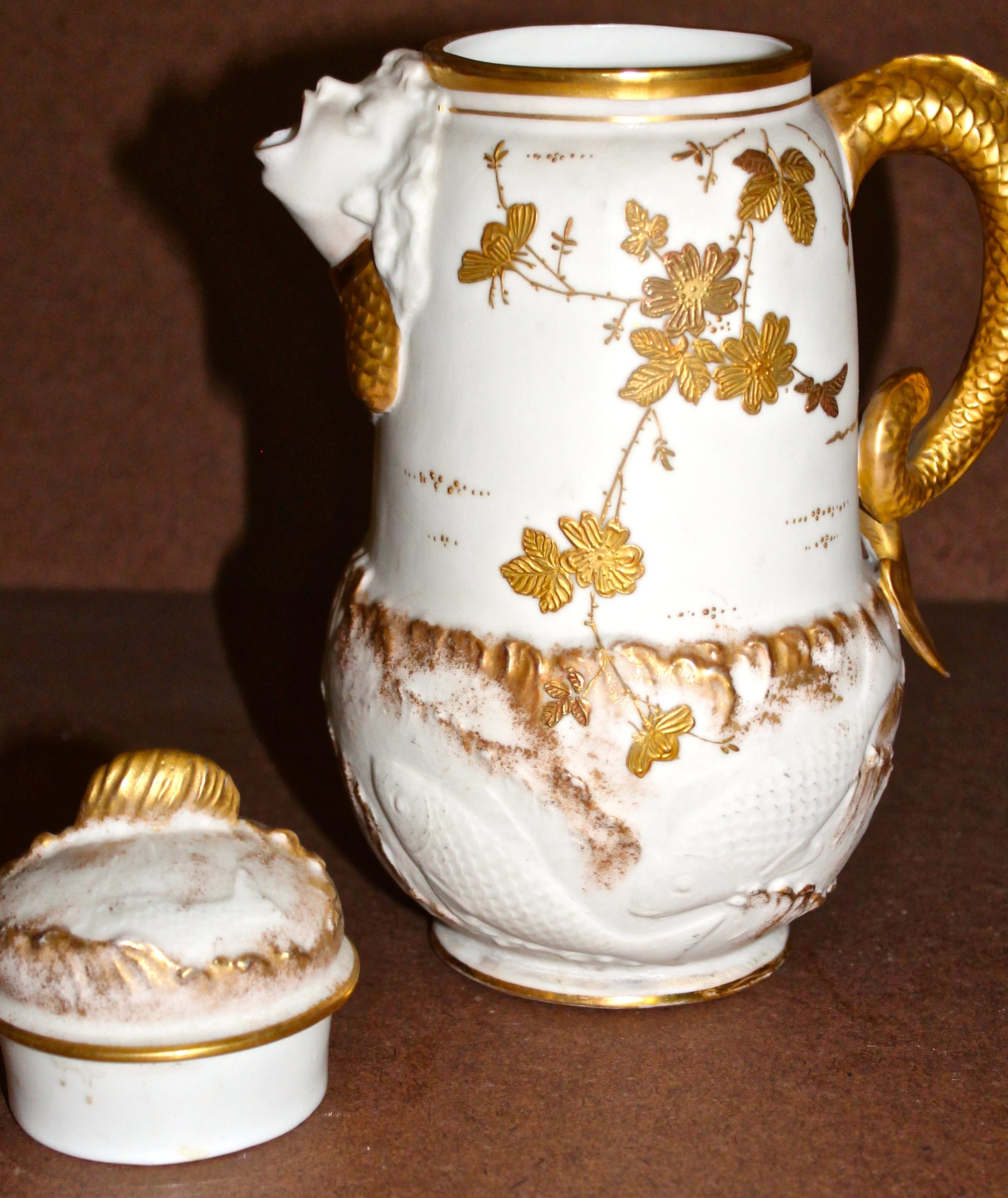 Ceramic Art Company C.A.C. (Ott & Brewer)  Belleek Mocha Pot For Sale 3