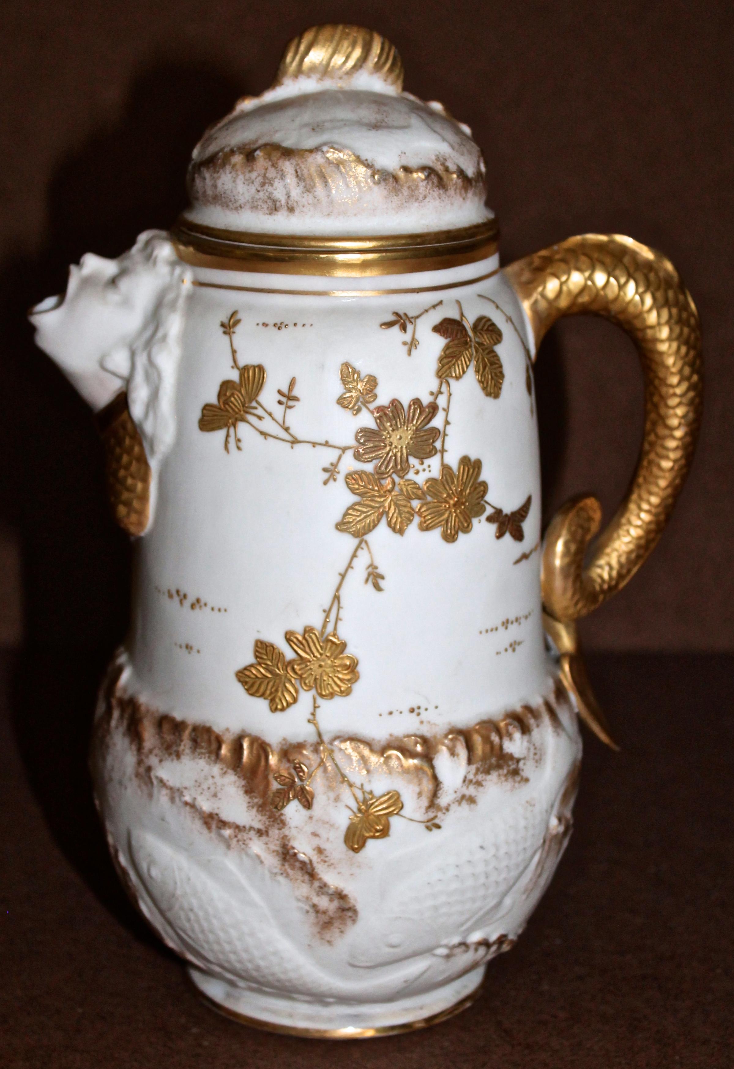 American Ceramic Art Company C.A.C. (Ott & Brewer)  Belleek Mocha Pot For Sale