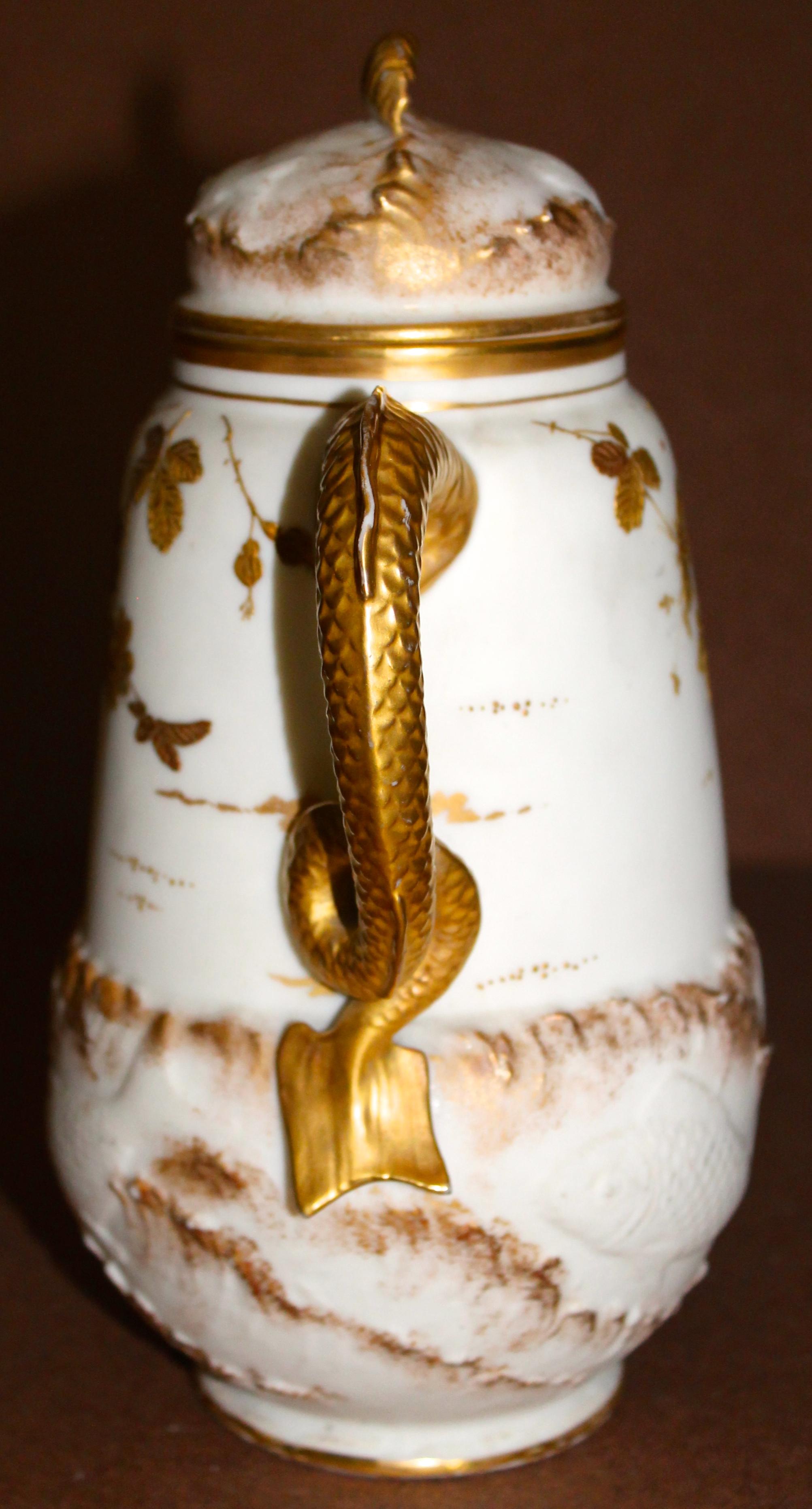 Porcelain Ceramic Art Company C.A.C. (Ott & Brewer)  Belleek Mocha Pot For Sale