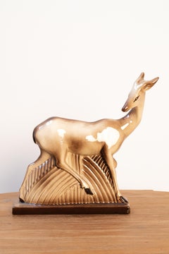 Ceramic Art Deco Antilope sculpture, 1930-1940s