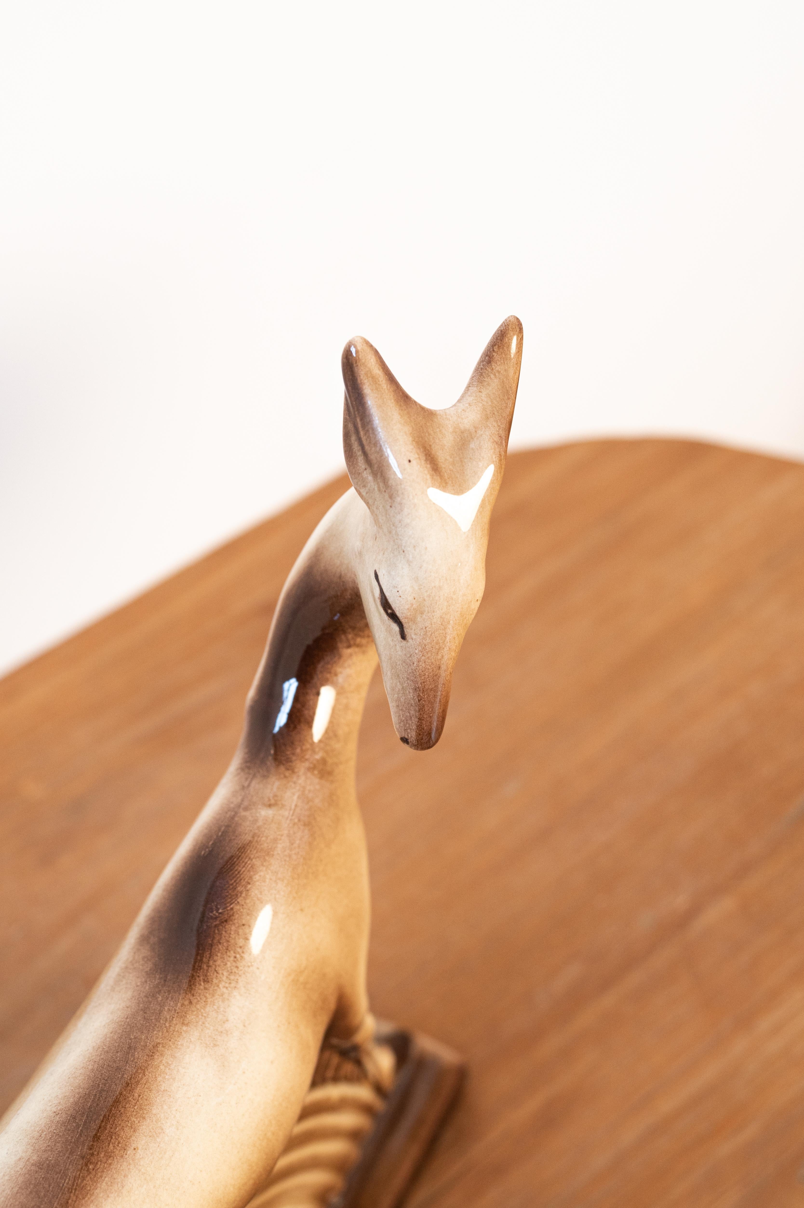 French Ceramic Art Deco Antilope sculpture, 1930-1940s  For Sale