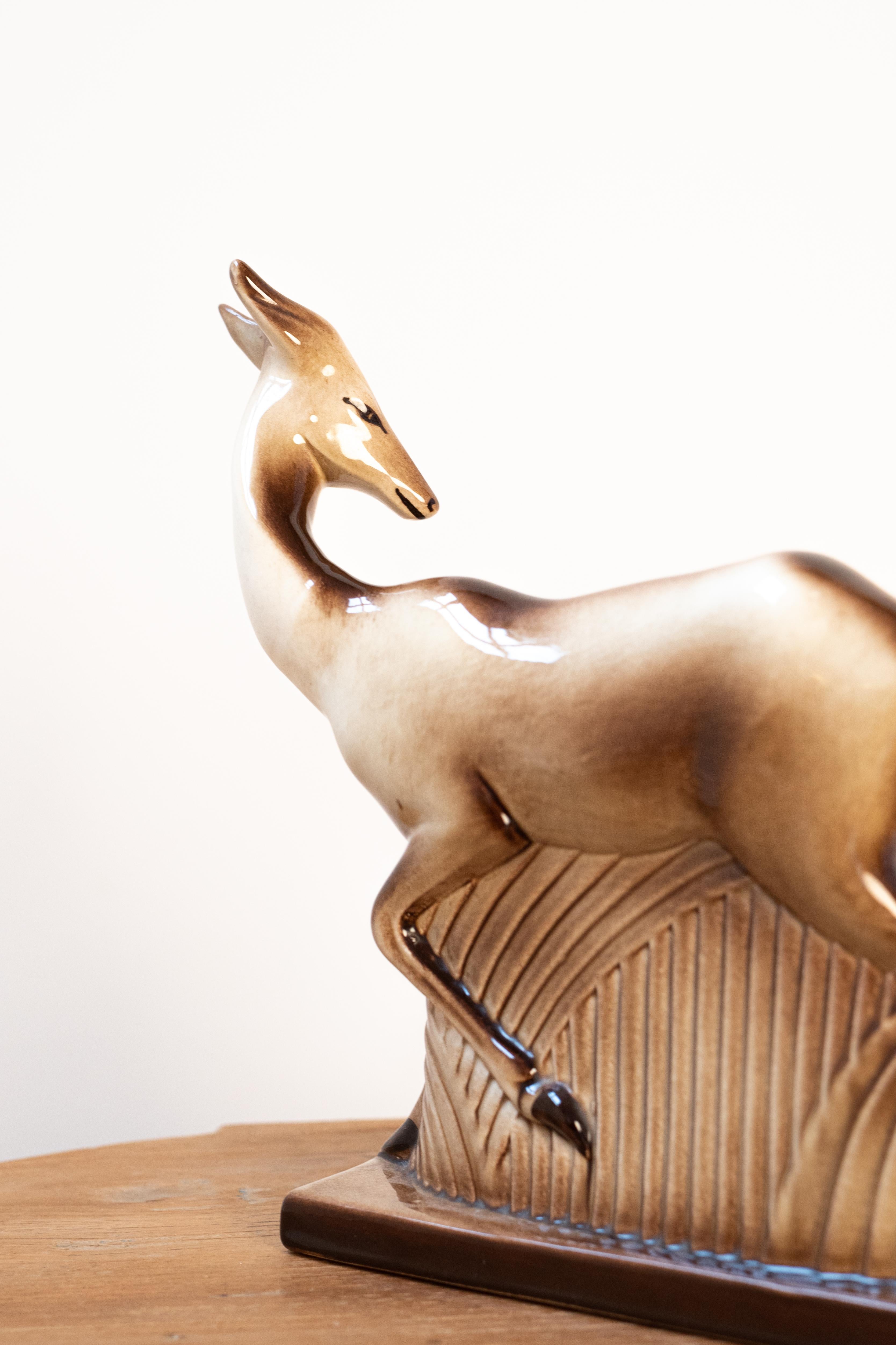 Mid-20th Century Ceramic Art Deco Antilope sculpture, 1930-1940s  For Sale