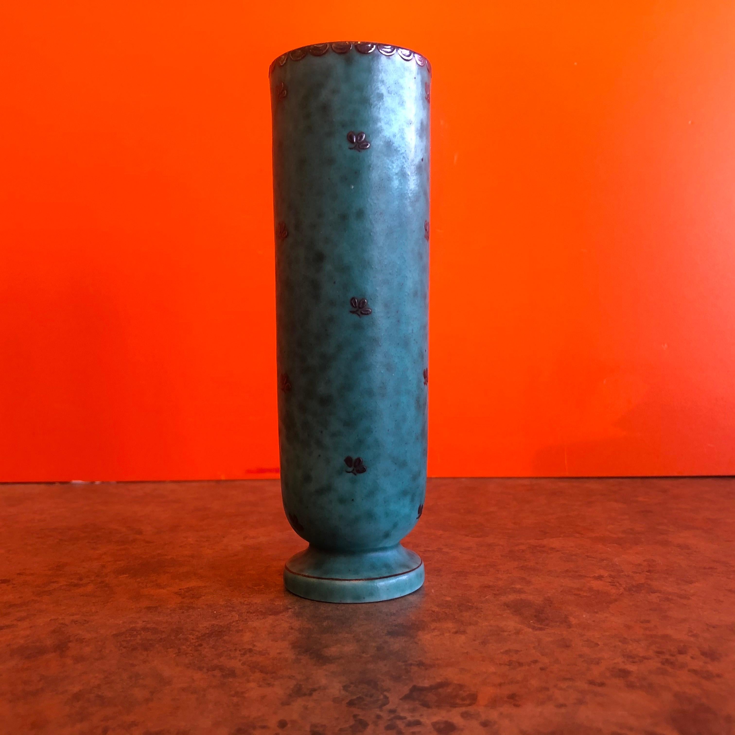 Silver Ceramic Art Deco Bud Vase by Wilhelm Kage for Argenta