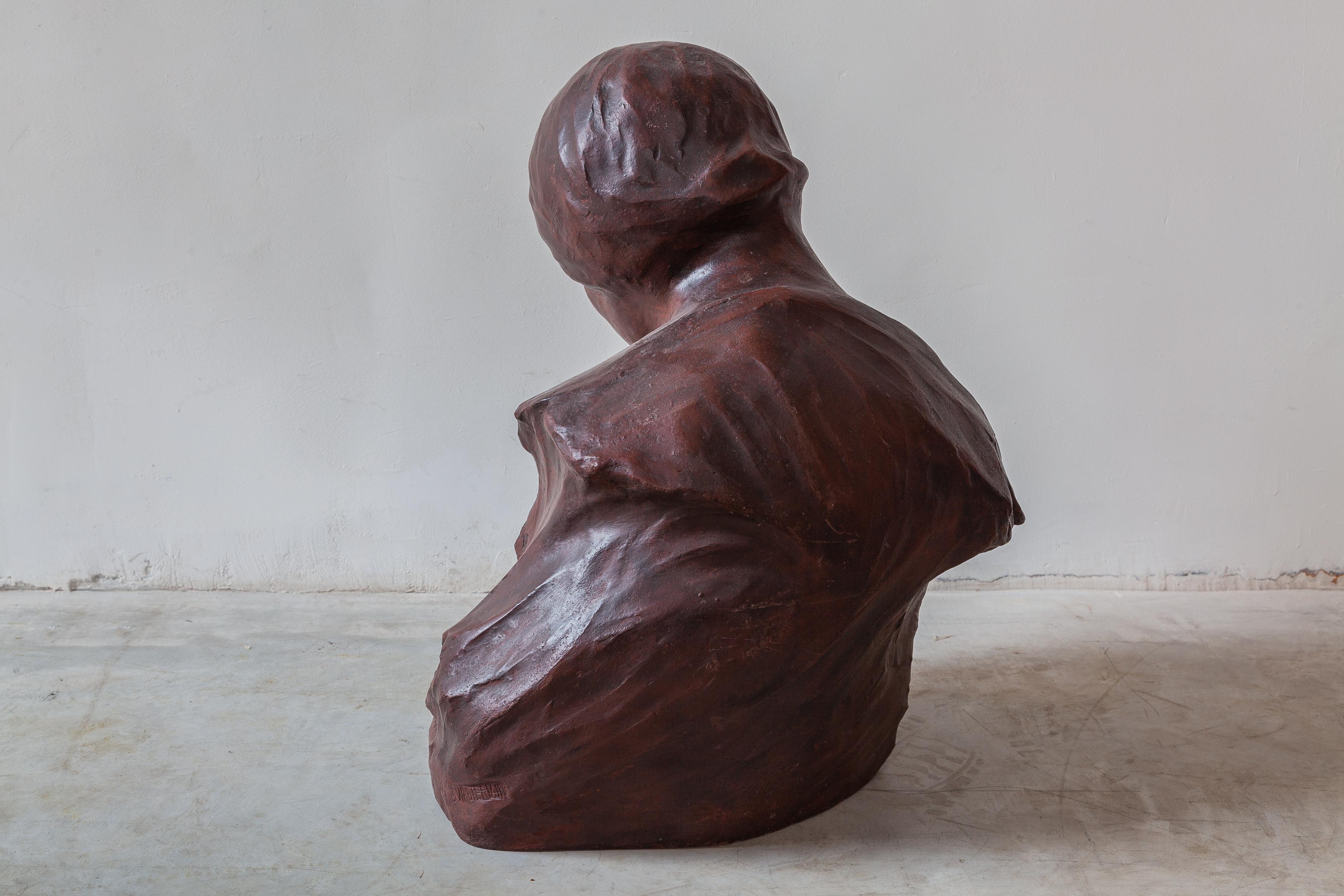 Busto de cerámica Art Déco Madre e hijo del artista belga G.Wasterlain Belga en venta