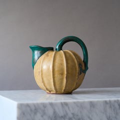 Ceramic Art Deco Melon / Pumpkin Vase Pitcher by Louis Lourioux, France, 1920s.