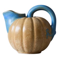 Ceramic Art Deco Melon / Pumpkin Vase Pitcher by Louis Lourioux, France, 1920s. Ceramic Art Deco Melon / Pumpkin Vase Pitcher by Louis Lourioux, France, 1920s.