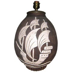 keramik art deco tischlampe