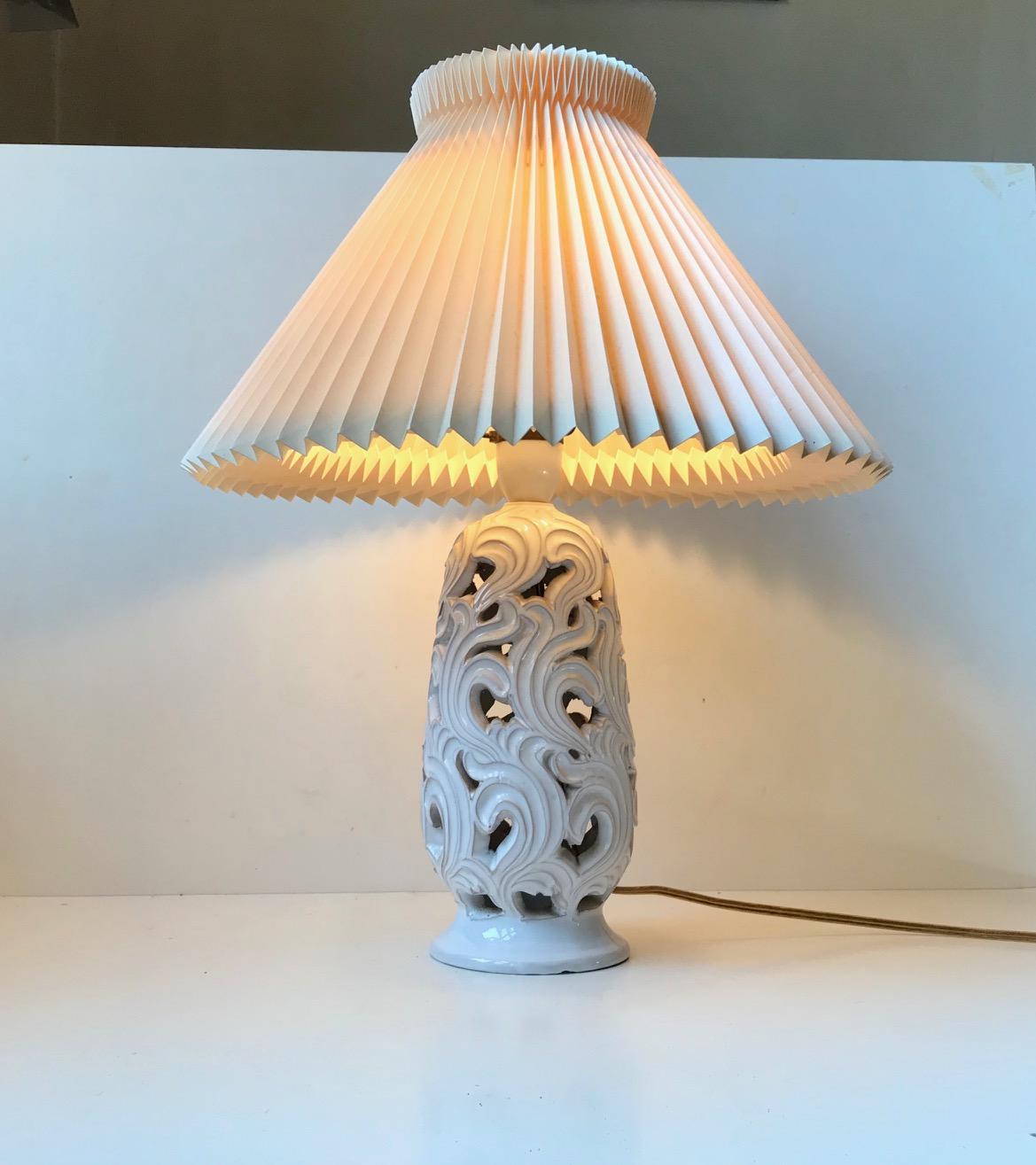 Ceramic Art Deco Table Lamp with Flames by Christian Klein, 1930s In Good Condition In Esbjerg, DK