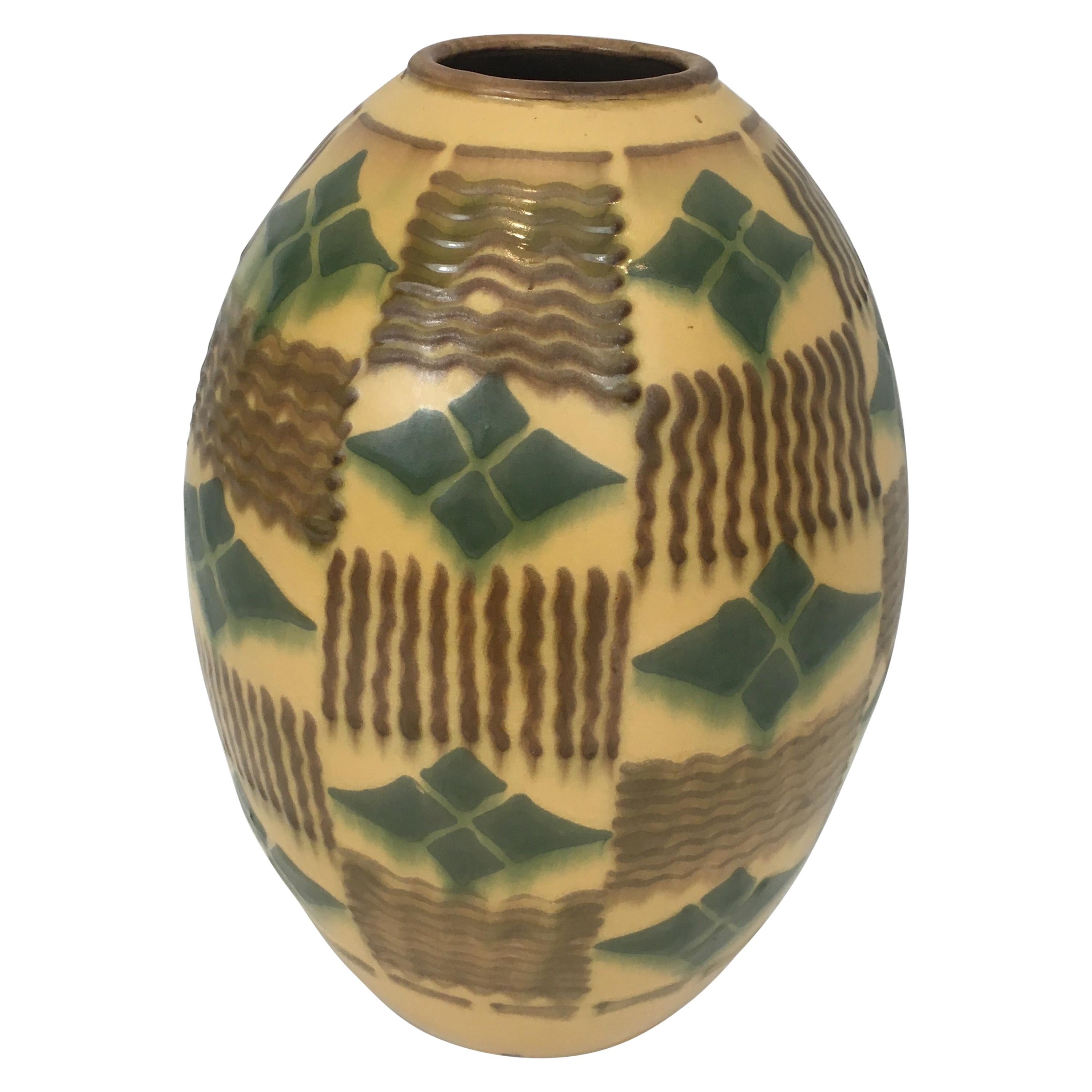 Ceramic Art Deco Vase, circa 1930 For Sale