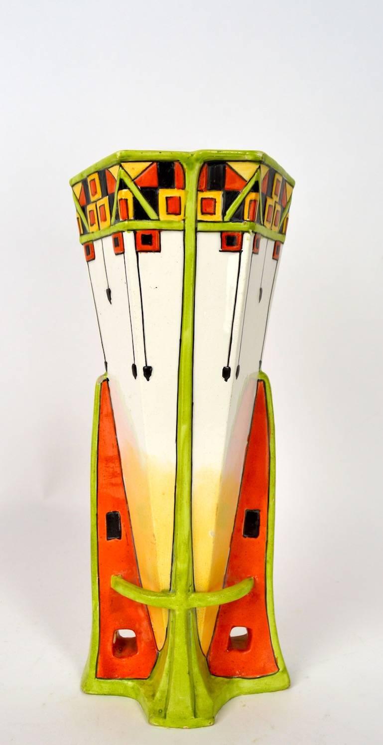 Ceramic Art Deco vase, probably English or German made, very good original condition, showing very slight glaze loss, as shown.