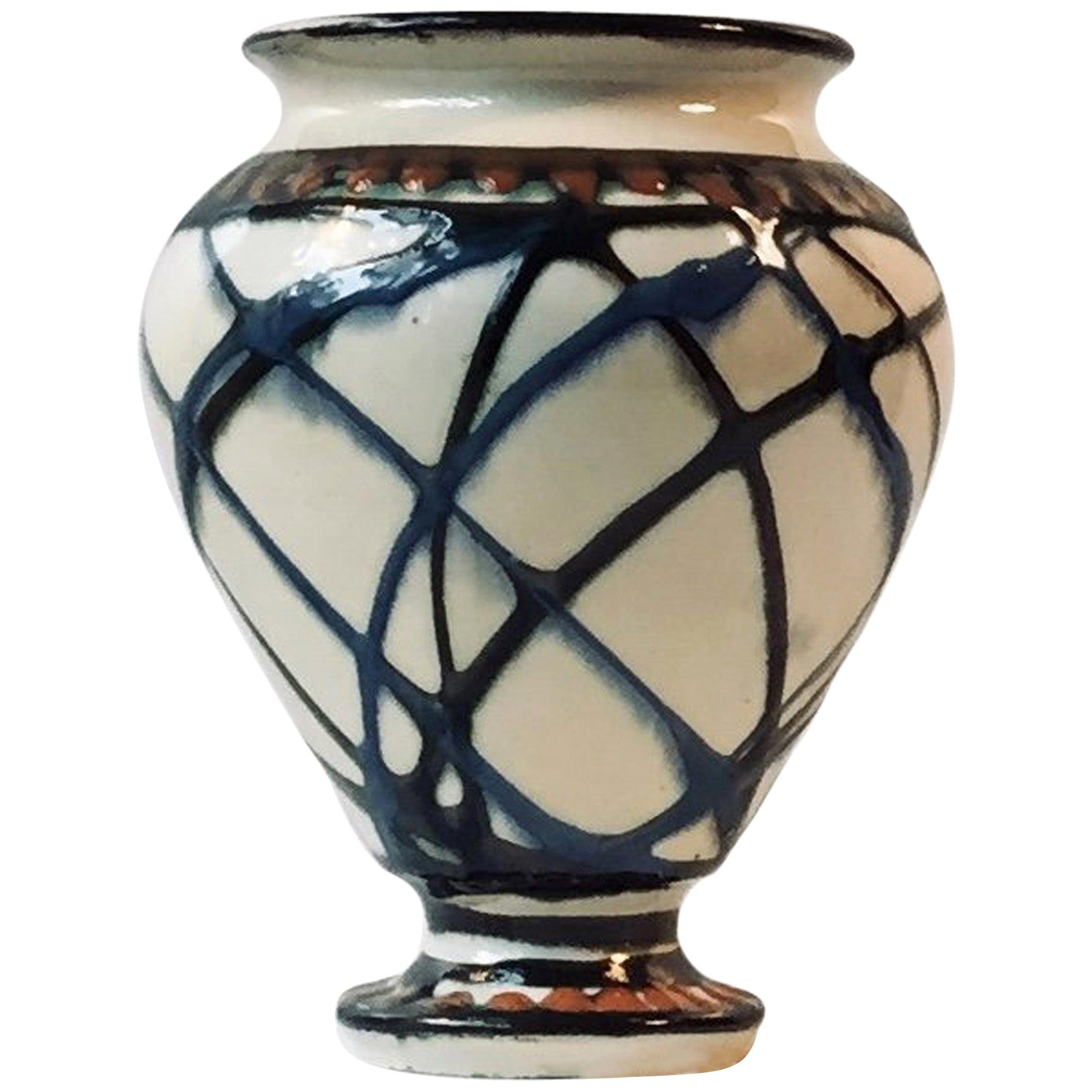 Ceramic Art Deco Vase with Swirl Glazes by Herman August Kähler, Denmark, 1920s For Sale