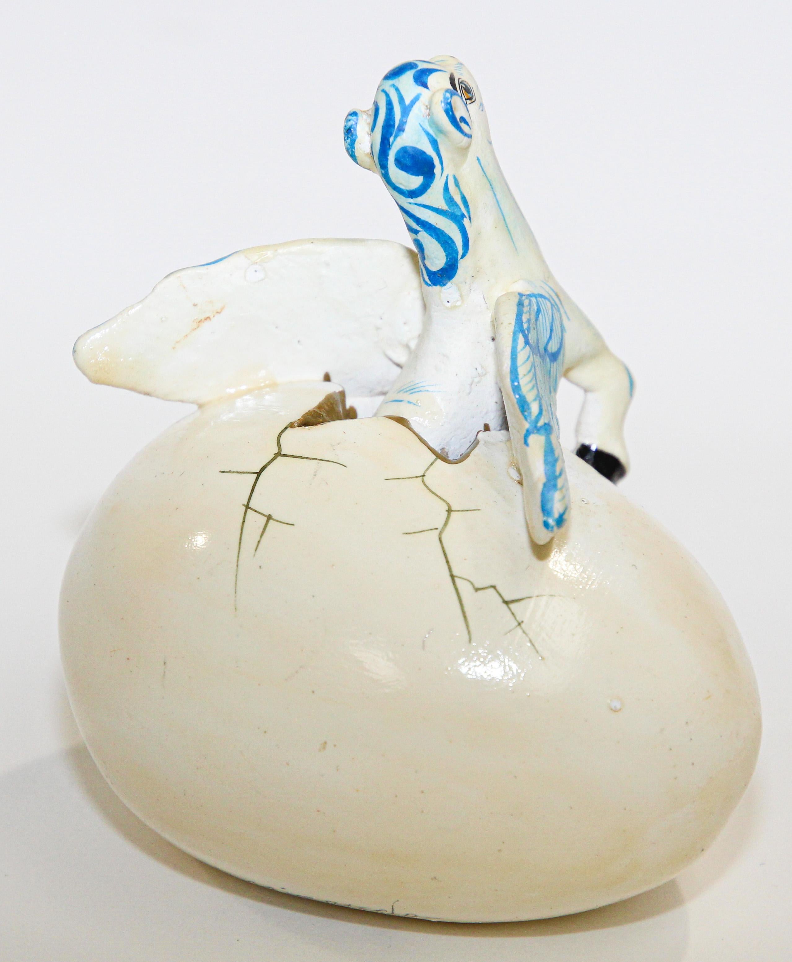 Ceramic Art Sculpture Pegasus Horse in Egg Hatching Mexico 1